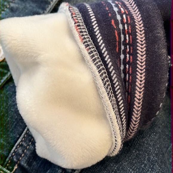 Wallflower denim stretchy flocked sweater material in arms and hood - Picture 7 of 10